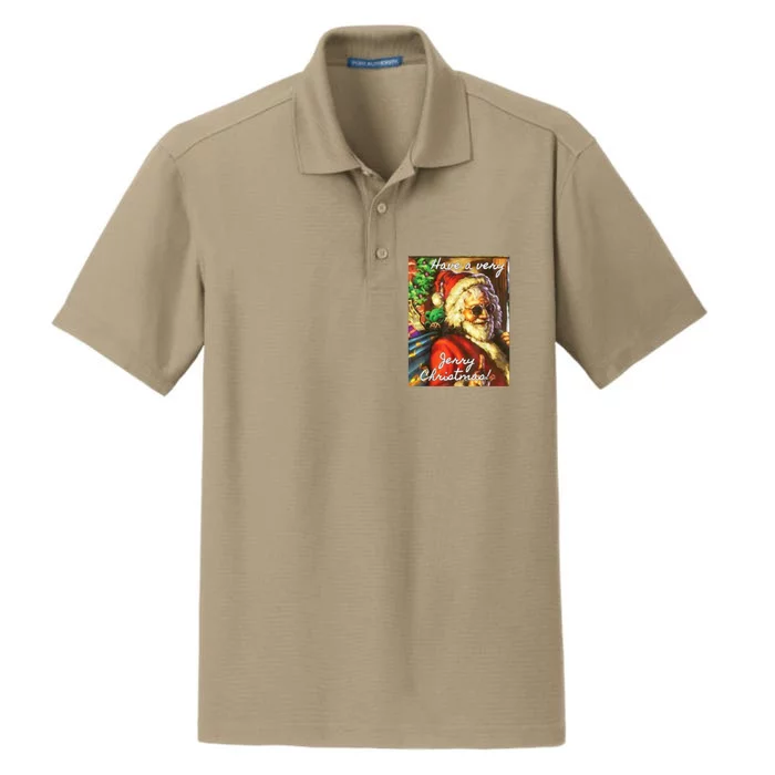 Have A Very Jerry Christmas Garcia Santa Holiday Dry Zone Grid Performance Polo