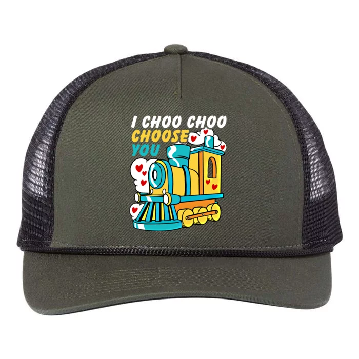 Hearts And Valentine's Day Choo Choo Train Cute Gift Retro Rope Trucker Hat Cap