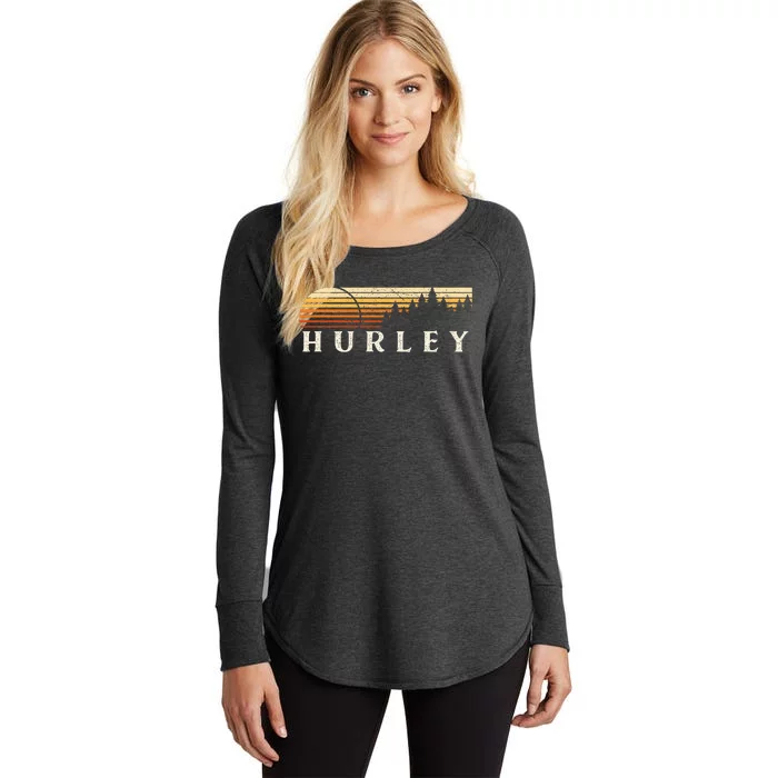 Hurley Al Vintage Evergreen Sunset Eighties Retro Women's Perfect Tri Tunic Long Sleeve Shirt