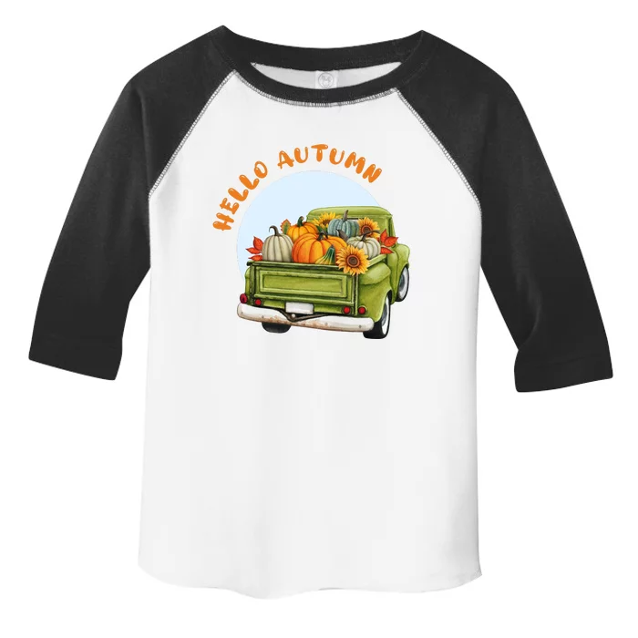 Hello Autumn Vintage Truck And Pumpkins Toddler Fine Jersey T-Shirt