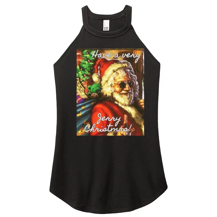 Have A Very Jerry Christmas Garcia Santa Holiday Women’s Perfect Tri Rocker Tank