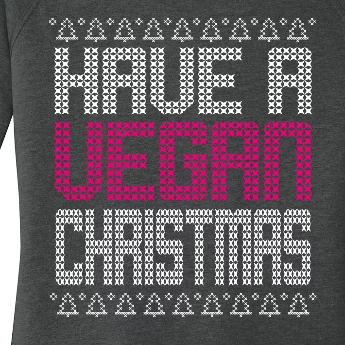 Have A Vegan Christmas Ugly Sweater Women's Perfect Tri Tunic Long Sleeve Shirt