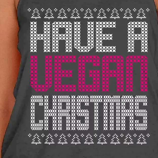 Have A Vegan Christmas Ugly Sweater Women's Knotted Racerback Tank