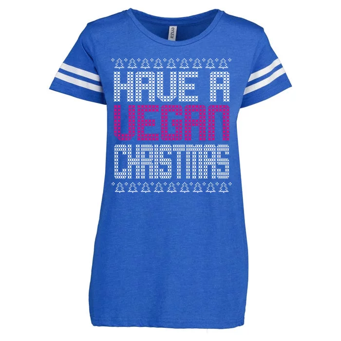 Have A Vegan Christmas Ugly Sweater Enza Ladies Jersey Football T-Shirt