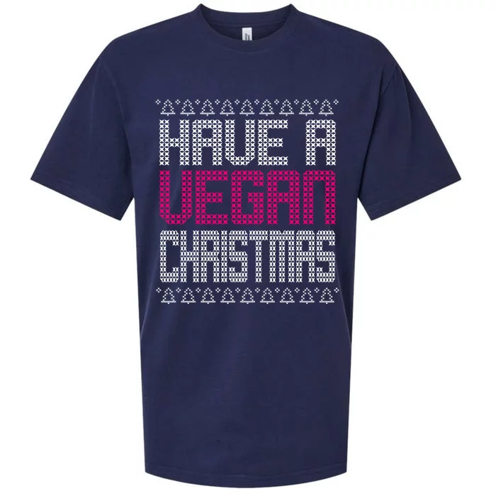 Have A Vegan Christmas Ugly Sweater Sueded Cloud Jersey T-Shirt