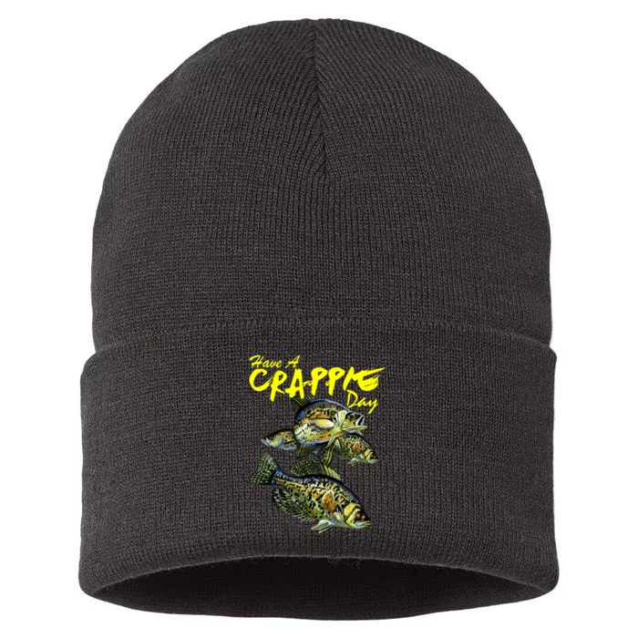 Have A Crappie Day Panfish Funny Fishing Sustainable Knit Beanie