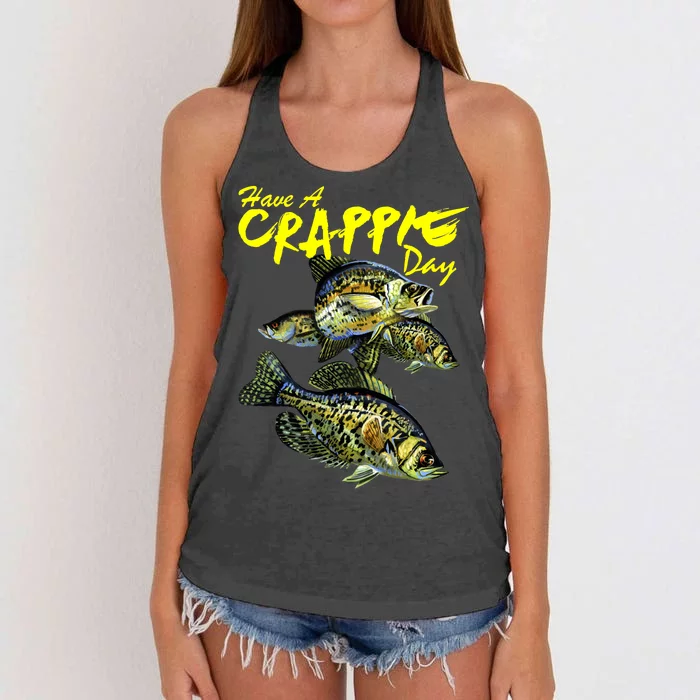 Have A Crappie Day Panfish Funny Fishing Women's Knotted Racerback Tank