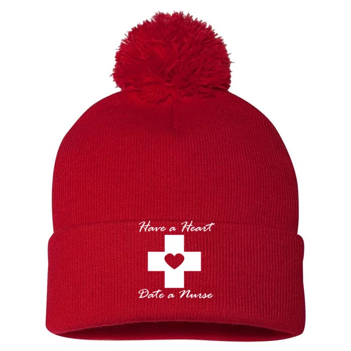 Have A heart Date A Nurse Pom Pom 12in Knit Beanie