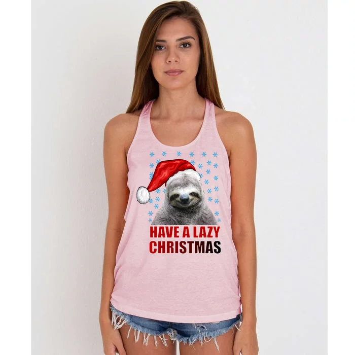 Have A Lazy Sloth Christmas Women's Knotted Racerback Tank