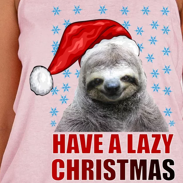 Have A Lazy Sloth Christmas Women's Knotted Racerback Tank