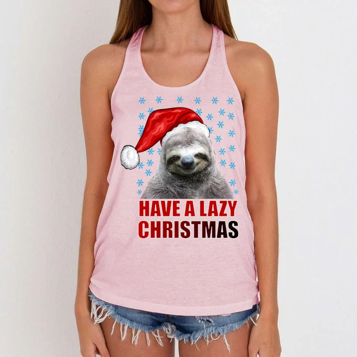 Have A Lazy Sloth Christmas Women's Knotted Racerback Tank