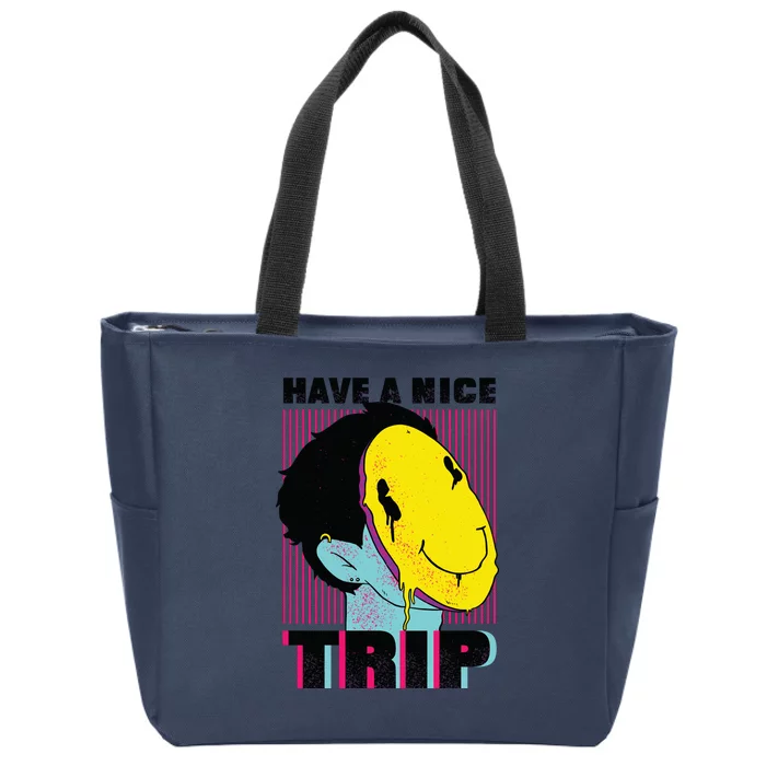 Have A Nice Trip Smiley Zip Tote Bag