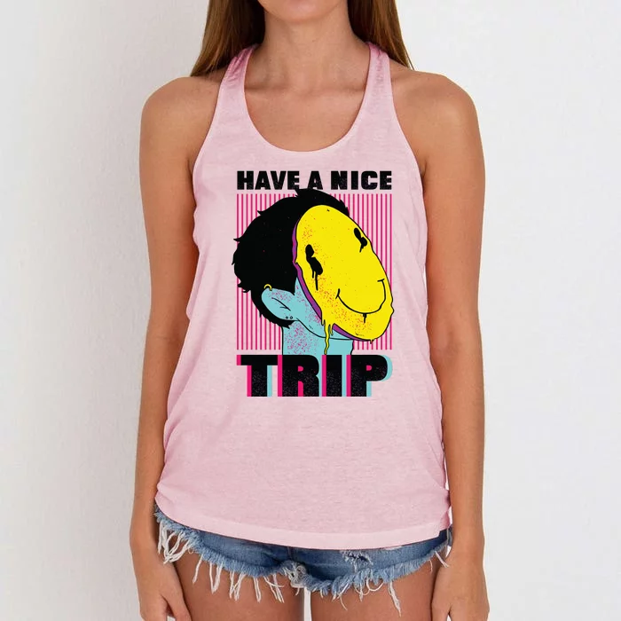 Have A Nice Trip Smiley Women's Knotted Racerback Tank