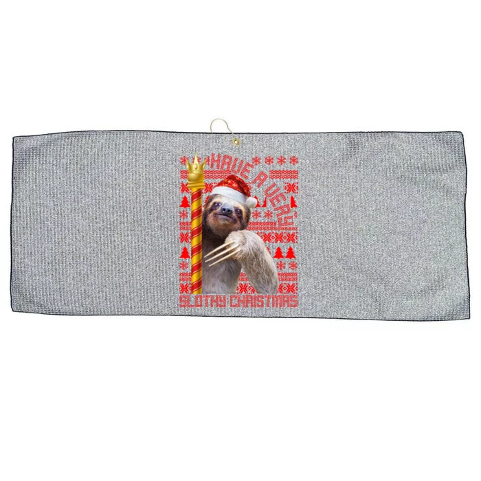 Have a Very Slothy Christmas Sloth Ugly Christmas Large Microfiber Waffle Golf Towel