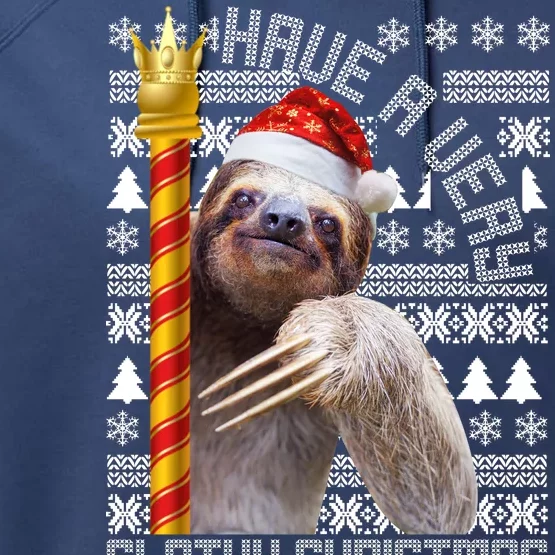 Have a Very Slothy Christmas Sloth Ugly Christmas Performance Fleece Hoodie