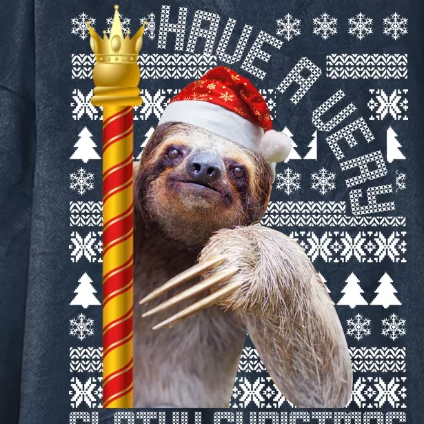 Have a Very Slothy Christmas Sloth Ugly Christmas Hooded Wearable Blanket