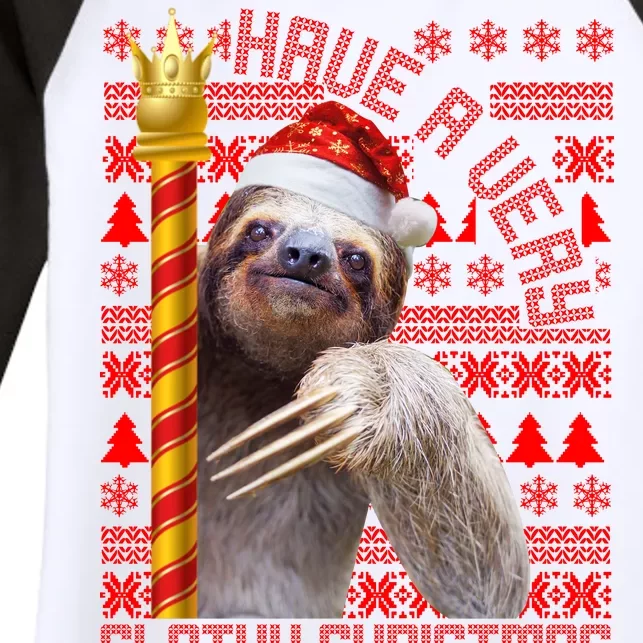 Have a Very Slothy Christmas Sloth Ugly Christmas Women's Tri-Blend 3/4-Sleeve Raglan Shirt