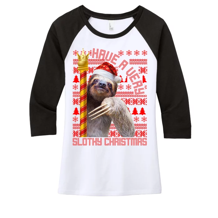 Have a Very Slothy Christmas Sloth Ugly Christmas Women's Tri-Blend 3/4-Sleeve Raglan Shirt