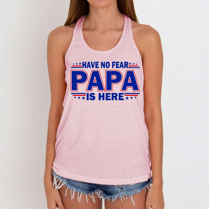 Have No Fear Papa Is Here Women's Knotted Racerback Tank