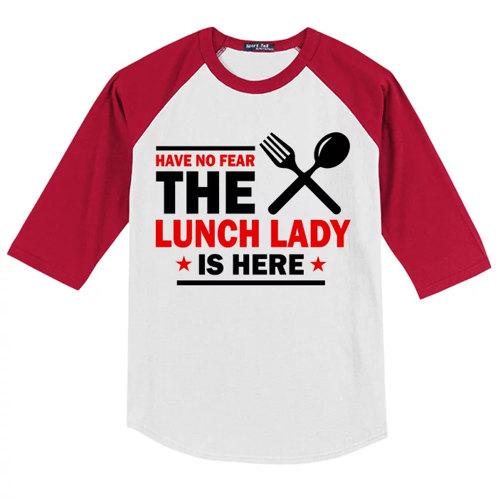 Have No Fear The Lunch Lady Is Here Kids Colorblock Raglan Jersey