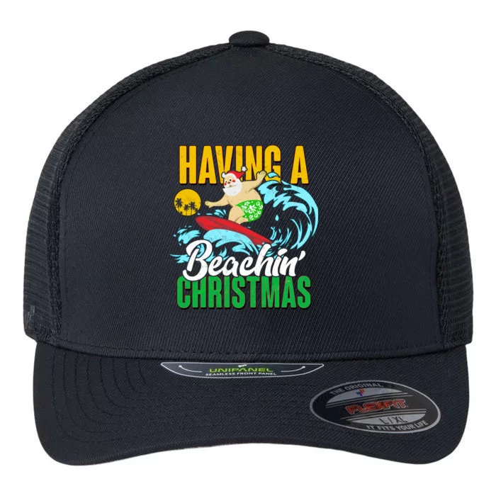 Having A Beachin' Christmas Flexfit Unipanel Trucker Cap