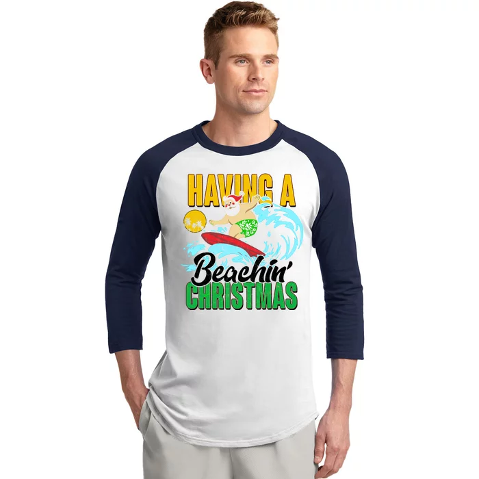 Having A Beachin' Christmas Baseball Sleeve Shirt