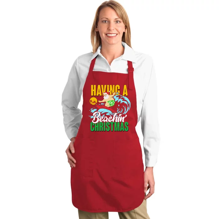 Having A Beachin' Christmas Full-Length Apron With Pocket