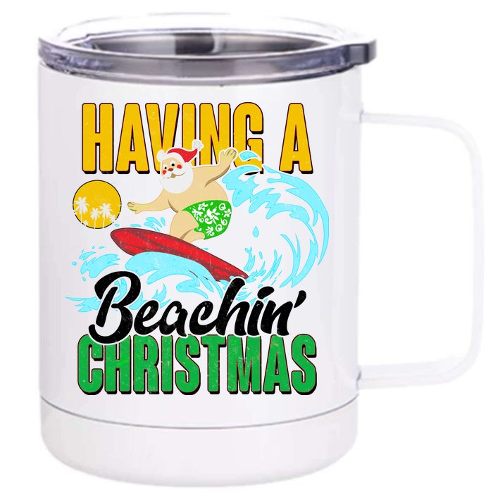 Having A Beachin' Christmas Front & Back 12oz Stainless Steel Tumbler Cup