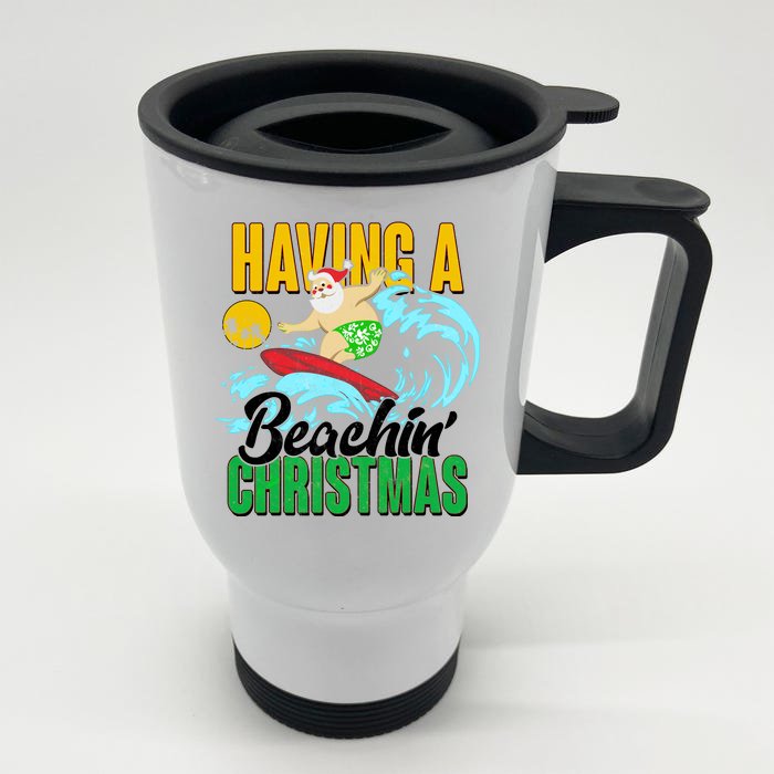 Having A Beachin' Christmas Front & Back Stainless Steel Travel Mug