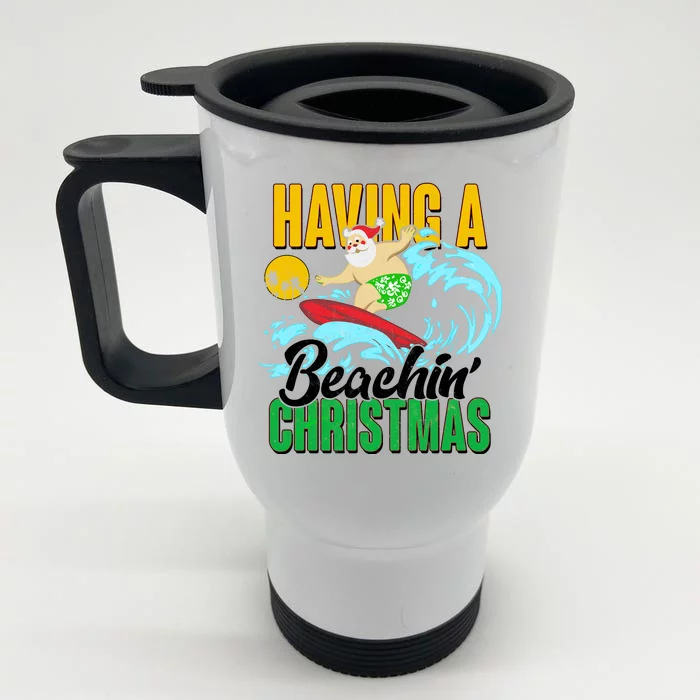 Having A Beachin' Christmas Front & Back Stainless Steel Travel Mug