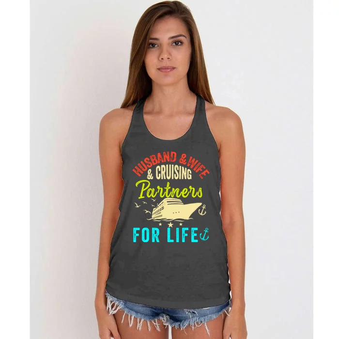 Husband And Wife Cruise Partners For Life 2024 Cruising Women's Knotted Racerback Tank