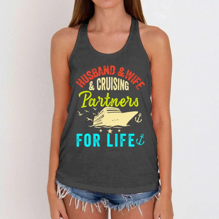 Husband And Wife Cruise Partners For Life 2024 Cruising Women's Knotted Racerback Tank