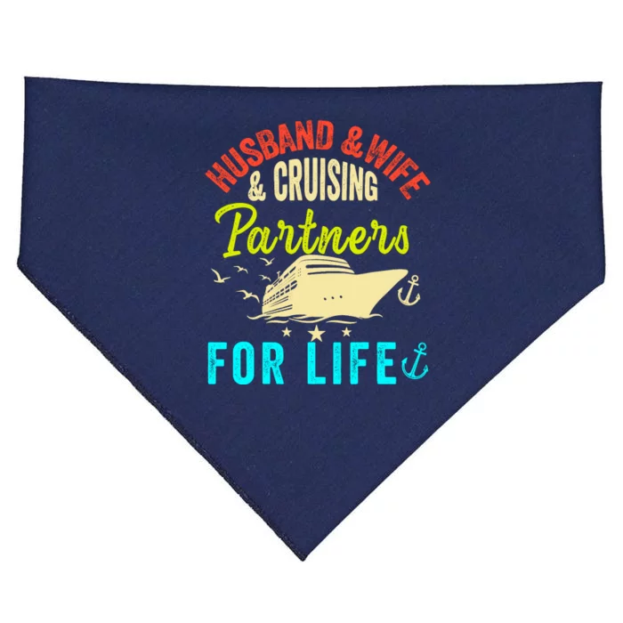 Husband And Wife Cruise Partners For Life 2024 Cruising USA-Made Doggie Bandana