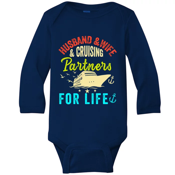 Husband And Wife Cruise Partners For Life 2024 Cruising Baby Long Sleeve Bodysuit