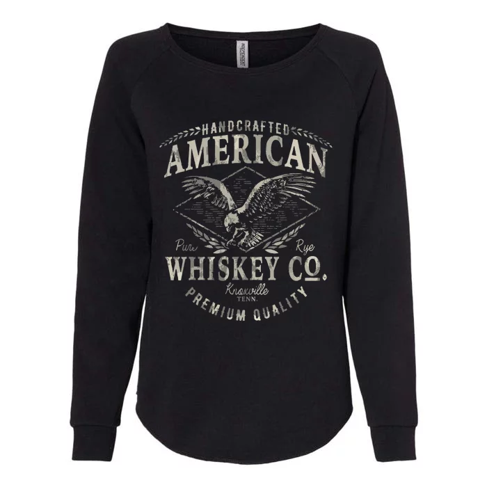 Handcrafted American Whiskey Eagle Vintage Graphic Womens California Wash Sweatshirt