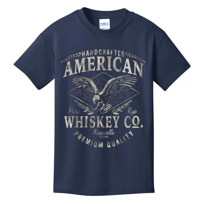 Handcrafted American Whiskey Eagle Vintage Graphic Kids T-Shirt