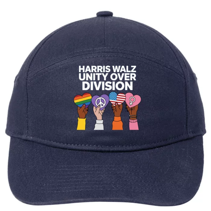 Harris And Walz Hearts Together Stronger United Gift 7-Panel Snapback Hat