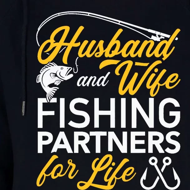 Husband and wife fishing partners for life Womens Funnel Neck Pullover Hood