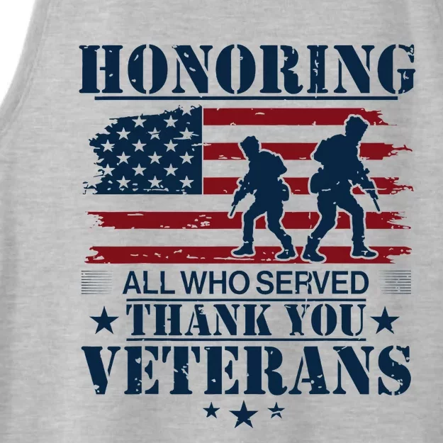 Honoring All Who Served Thank You Veterans Day Us Ladies Tri-Blend Wicking Tank