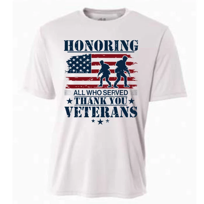 Honoring All Who Served Thank You Veterans Day Us Cooling Performance Crew T-Shirt