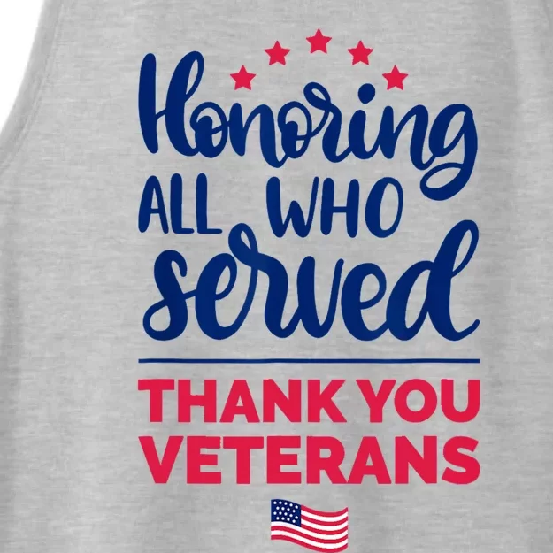 Honoring All Who Served Thank You Veterans Day Ladies Tri-Blend Wicking Tank