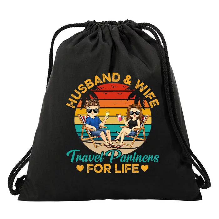 Husband And Wife Travel Partners For Life Beach Traveling Drawstring Bag