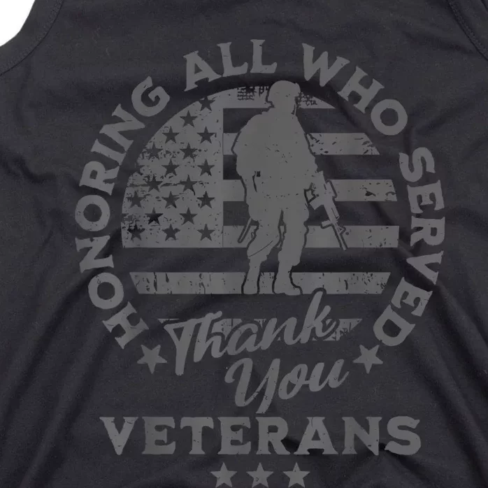 Honoring All Who Served Thank You Veterans Day American Flag Tank Top