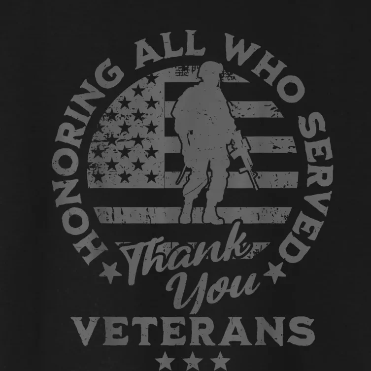 Honoring All Who Served Thank You Veterans Day American Flag Women's Crop Top Tee