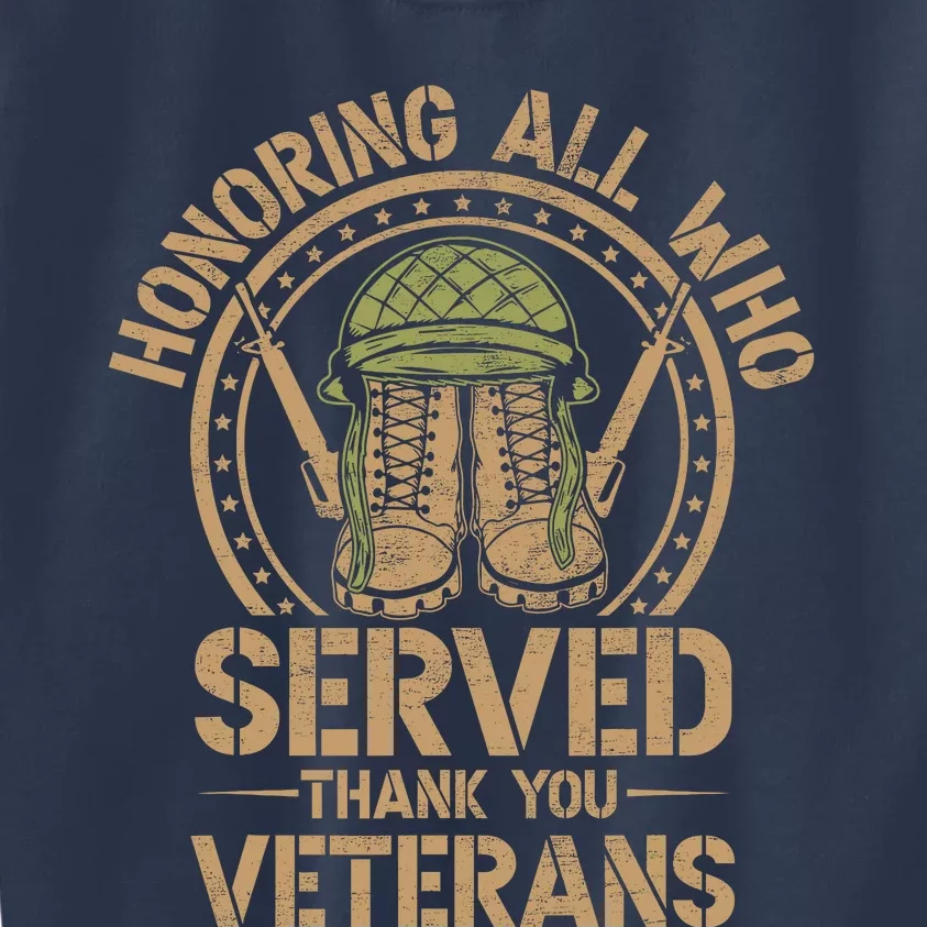 Honoring All Who Served Thank You Veterans Day Us Veteran Kids Sweatshirt