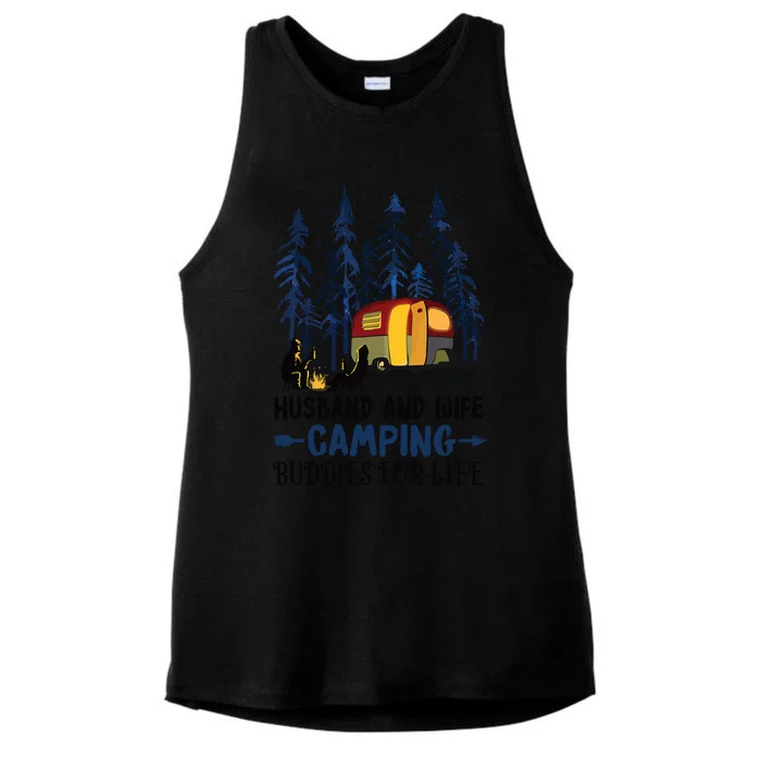 Husband And Wife Camping Buddies For Life Couples Camping Meaningful Gift Ladies Tri-Blend Wicking Tank