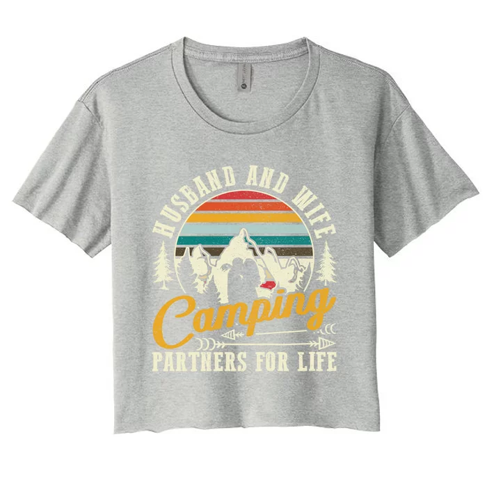 Husband And Wife Camping Partners For Life Sweet Gift Women's Crop Top Tee