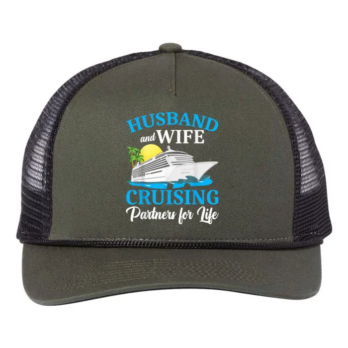 Husband And Wife Cruising Partners For Life Couple Cruise Retro Rope Trucker Hat Cap