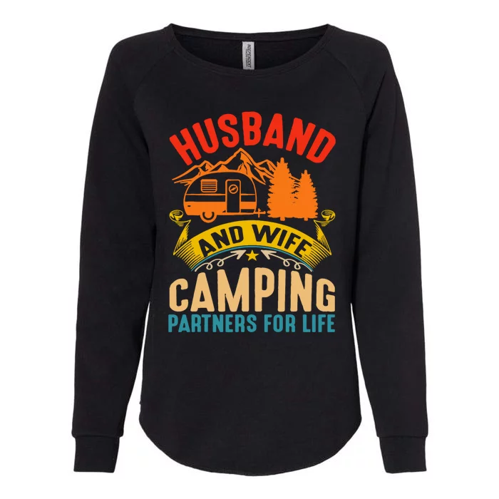 Husband And Wife Camping Partners For Life Camper Camping Gift Womens California Wash Sweatshirt