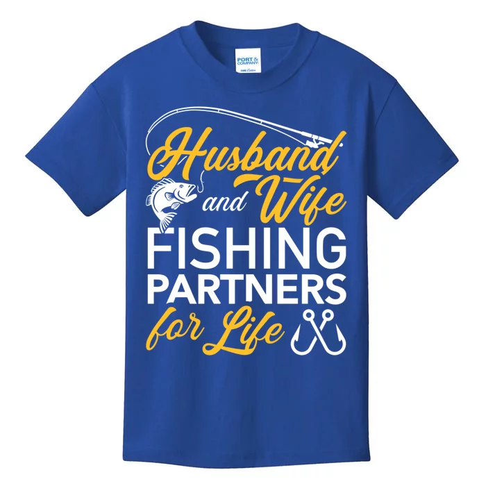 Husband And Wife Fishing Partners For Life Gift Kids T-Shirt